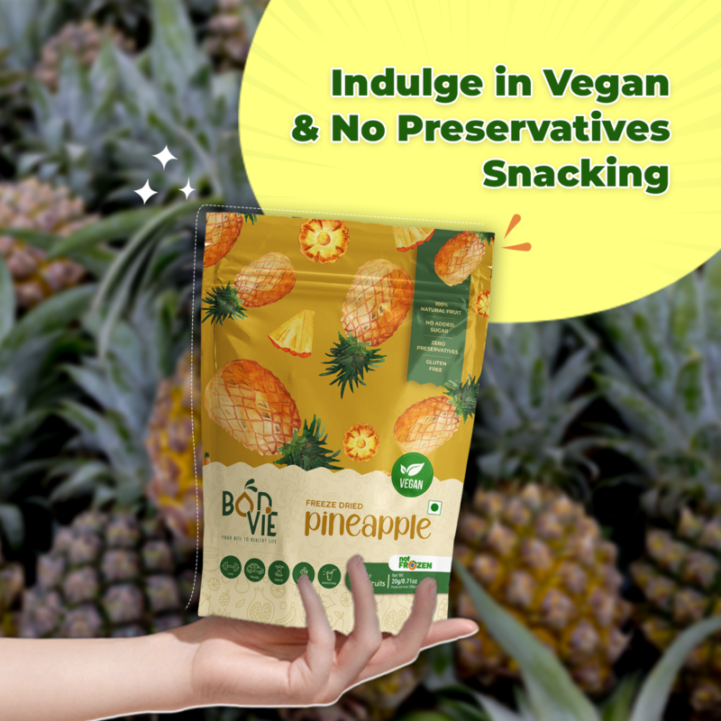 Bonvie Snacks Pineapple Chips Pineapple Fruit Snacks Pineapple Flavoured Crisps Pineapple Freeze Dried Fruit Crisps Sugar-Free Vegan 100% Natural Gluten-Free Healthy Snacks Frozen Fruits